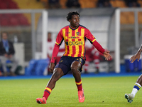 Patrick Dorgu of US Lecce is in action during the Serie A match between Lecce and Verona in Lecce, Italy, on October 29, 2024. (