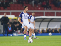 Flavius Daniliuc of Hellas Verona is in action during the Serie A match between Lecce and Verona in Lecce, Italy, on October 29, 2024. (