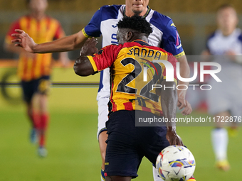 Lameck Banda of US Lecce plays during the Serie A match between Lecce and Verona in Lecce, Italy, on October 29, 2024. (