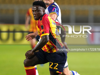 Lameck Banda of US Lecce plays during the Serie A match between Lecce and Verona in Lecce, Italy, on October 29, 2024. (