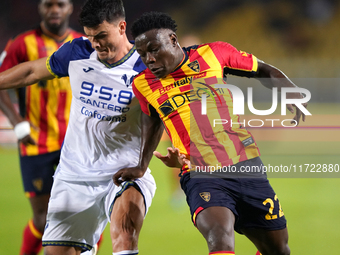 Lameck Banda of US Lecce plays during the Serie A match between Lecce and Verona in Lecce, Italy, on October 29, 2024. (