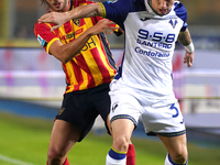 Antonino Gallo of US Lecce is in action during the Serie A match between Lecce and Verona in Lecce, Italy, on October 29, 2024. (