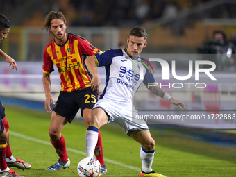 Antonino Gallo of US Lecce is in action during the Serie A match between Lecce and Verona in Lecce, Italy, on October 29, 2024. (