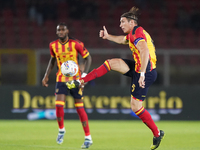 Federico Baschirotto of US Lecce is in action during the Serie A match between Lecce and Verona in Lecce, Italy, on October 29, 2024. (