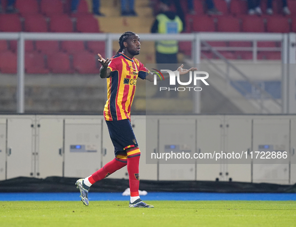 Kialonda Gaspar of US Lecce is in action during the Serie A match between Lecce and Verona in Lecce, Italy, on October 29, 2024. 