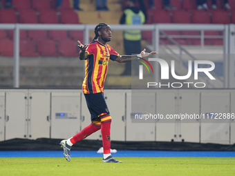 Kialonda Gaspar of US Lecce is in action during the Serie A match between Lecce and Verona in Lecce, Italy, on October 29, 2024. (