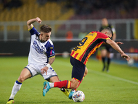 Nikola Krstovic of US Lecce is in action during the Serie A match between Lecce and Verona in Lecce, Italy, on October 29, 2024. (