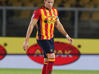 Federico Baschirotto of US Lecce is in action during the Serie A match between Lecce and Verona in Lecce, Italy, on October 29, 2024. (