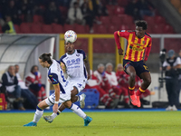 Patrick Dorgu of US Lecce is in action during the Serie A match between Lecce and Verona in Lecce, Italy, on October 29, 2024. (