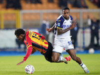 Patrick Dorgu of US Lecce is in action during the Serie A match between Lecce and Verona in Lecce, Italy, on October 29, 2024. (