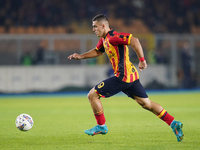 Nikola Krstovic of US Lecce is in action during the Serie A match between Lecce and Verona in Lecce, Italy, on October 29, 2024. (