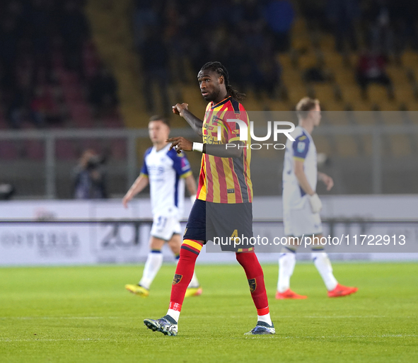 Kialonda Gaspar of US Lecce is in action during the Serie A match between Lecce and Verona in Lecce, Italy, on October 29, 2024. 