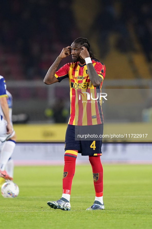 Kialonda Gaspar of US Lecce is in action during the Serie A match between Lecce and Verona in Lecce, Italy, on October 29, 2024. 