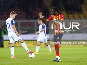 Kialonda Gaspar of US Lecce is in action during the Serie A match between Lecce and Verona in Lecce, Italy, on October 29, 2024. (