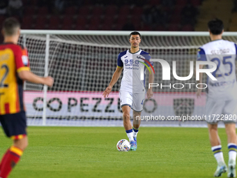 Diego Coppola of Hellas Verona is in action during the Serie A match between Lecce and Verona in Lecce, Italy, on October 29, 2024. (