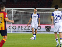 Diego Coppola of Hellas Verona is in action during the Serie A match between Lecce and Verona in Lecce, Italy, on October 29, 2024. (