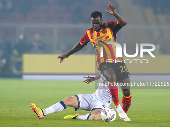 Lassana Coulibaly of US Lecce is in action during the Serie A match between Lecce and Verona in Lecce, Italy, on October 29, 2024. (