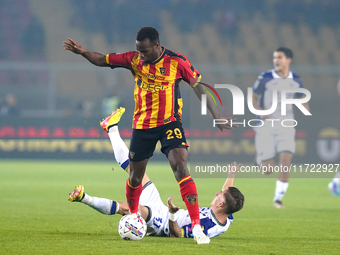 Lassana Coulibaly of US Lecce is in action during the Serie A match between Lecce and Verona in Lecce, Italy, on October 29, 2024. (