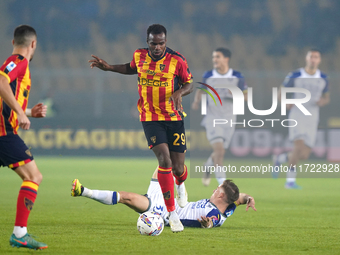 Lassana Coulibaly of US Lecce is in action during the Serie A match between Lecce and Verona in Lecce, Italy, on October 29, 2024. (