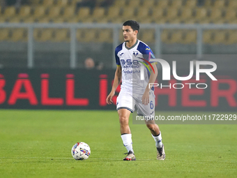 Reda Belahyane of Hellas Verona is in action during the Serie A match between Lecce and Verona in Lecce, Italy, on October 29, 2024. (