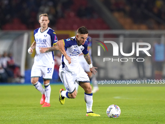 Tomas Suslov of Hellas Verona is in action during the Serie A match between Lecce and Verona in Lecce, Italy, on October 29, 2024. (