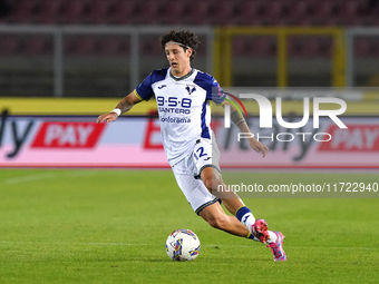 Domagoj Bradaric of Hellas Verona plays during the Serie A match between Lecce and Verona in Lecce, Italy, on October 29, 2024. (