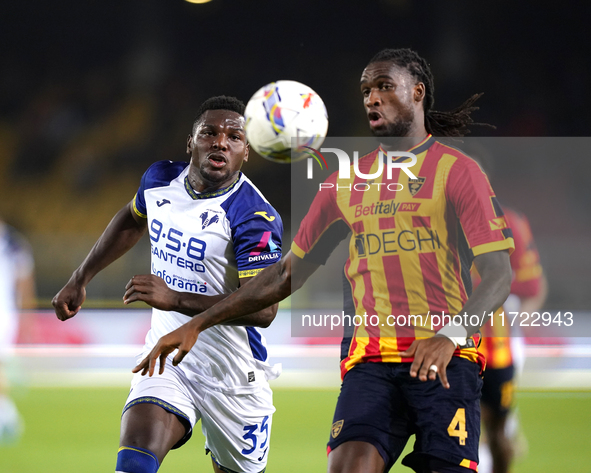 Kialonda Gaspar of US Lecce is in action during the Serie A match between Lecce and Verona in Lecce, Italy, on October 29, 2024. 