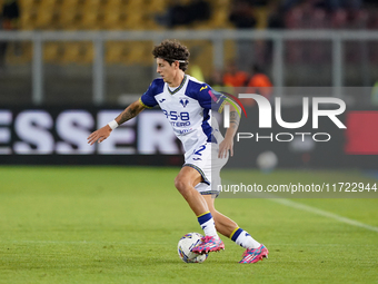 Domagoj Bradaric of Hellas Verona plays during the Serie A match between Lecce and Verona in Lecce, Italy, on October 29, 2024. (