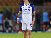 Domagoj Bradaric of Hellas Verona plays during the Serie A match between Lecce and Verona in Lecce, Italy, on October 29, 2024. (