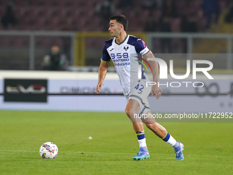 Diego Coppola of Hellas Verona is in action during the Serie A match between Lecce and Verona in Lecce, Italy, on October 29, 2024. (