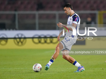 Diego Coppola of Hellas Verona is in action during the Serie A match between Lecce and Verona in Lecce, Italy, on October 29, 2024. (