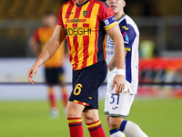 Federico Baschirotto of US Lecce is in action during the Serie A match between Lecce and Verona in Lecce, Italy, on October 29, 2024. (