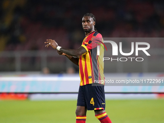 Kialonda Gaspar of US Lecce is in action during the Serie A match between Lecce and Verona in Lecce, Italy, on October 29, 2024. (