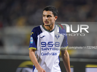 Reda Belahyane of Hellas Verona participates in the Serie A match between Lecce and Verona in Lecce, Italy, on October 29, 2024. (