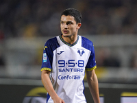 Reda Belahyane of Hellas Verona participates in the Serie A match between Lecce and Verona in Lecce, Italy, on October 29, 2024. (