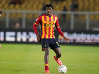 Patrick Dorgu of US Lecce is in action during the Serie A match between Lecce and Verona in Lecce, Italy, on October 29, 2024. (