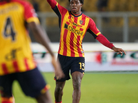 Patrick Dorgu of US Lecce is in action during the Serie A match between Lecce and Verona in Lecce, Italy, on October 29, 2024. (