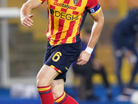 Federico Baschirotto of US Lecce is in action during the Serie A match between Lecce and Verona in Lecce, Italy, on October 29, 2024. (