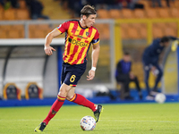 Federico Baschirotto of US Lecce is in action during the Serie A match between Lecce and Verona in Lecce, Italy, on October 29, 2024. (