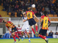 Federico Baschirotto of US Lecce is in action during the Serie A match between Lecce and Verona in Lecce, Italy, on October 29, 2024. (