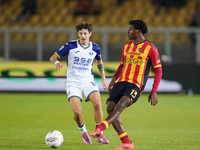 Patrick Dorgu of US Lecce is in action during the Serie A match between Lecce and Verona in Lecce, Italy, on October 29, 2024. (