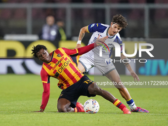 Patrick Dorgu of US Lecce is in action during the Serie A match between Lecce and Verona in Lecce, Italy, on October 29, 2024. (