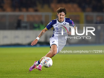 Domagoj Bradaric of Hellas Verona plays during the Serie A match between Lecce and Verona in Lecce, Italy, on October 29, 2024. (