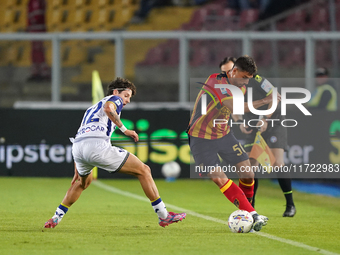 Domagoj Bradaric of Hellas Verona plays during the Serie A match between Lecce and Verona in Lecce, Italy, on October 29, 2024. (