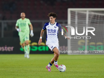 Domagoj Bradaric of Hellas Verona plays during the Serie A match between Lecce and Verona in Lecce, Italy, on October 29, 2024. (