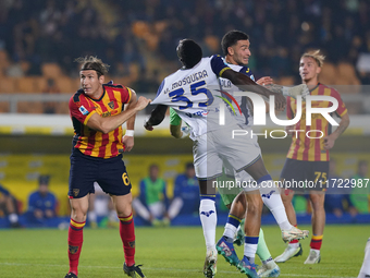 Daniel Mosquera of Hellas Verona is in action during the Serie A match between Lecce and Verona in Lecce, Italy, on October 29, 2024. (