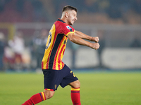 Ylber Ramadani of US Lecce gestures during the Serie A match between Lecce and Verona in Lecce, Italy, on October 29, 2024. (