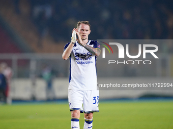 Players of Hellas Verona applaud the fans following the final whistle during the Serie A match between Lecce and Verona in Lecce, Italy, on...