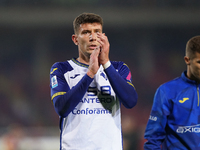 Players of Hellas Verona applaud the fans following the final whistle during the Serie A match between Lecce and Verona in Lecce, Italy, on...