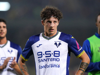 Players of Hellas Verona applaud the fans following the final whistle during the Serie A match between Lecce and Verona in Lecce, Italy, on...